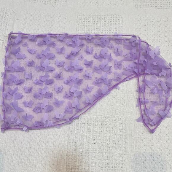 sheer mesh butterfly applique sarong swim cover side tie skirt SK 3004 - Picture 6 of 9